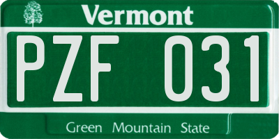 VT license plate PZF031