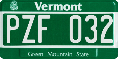 VT license plate PZF032