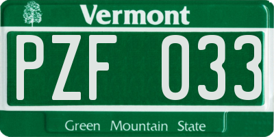 VT license plate PZF033