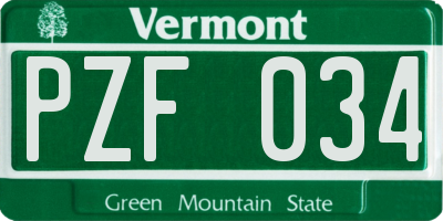 VT license plate PZF034