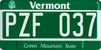 VT license plate PZF037