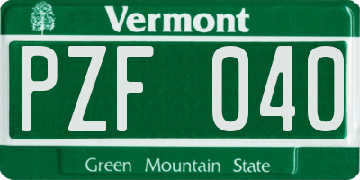 VT license plate PZF040