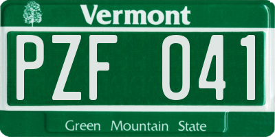 VT license plate PZF041