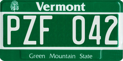 VT license plate PZF042