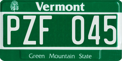 VT license plate PZF045