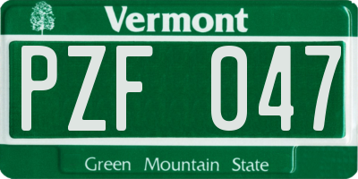 VT license plate PZF047