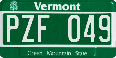 VT license plate PZF049