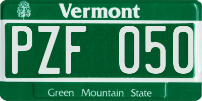 VT license plate PZF050
