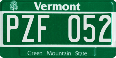 VT license plate PZF052