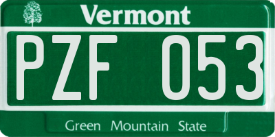 VT license plate PZF053