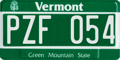VT license plate PZF054