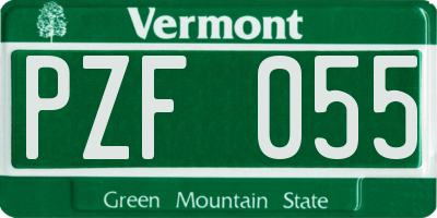 VT license plate PZF055