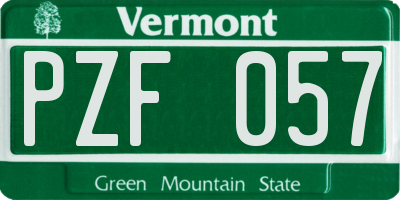 VT license plate PZF057