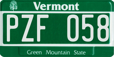 VT license plate PZF058