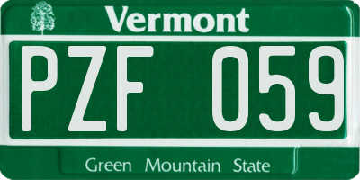 VT license plate PZF059