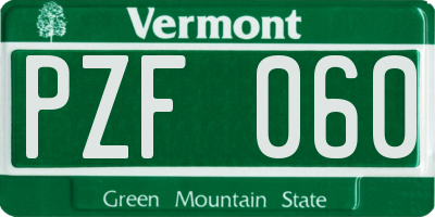 VT license plate PZF060