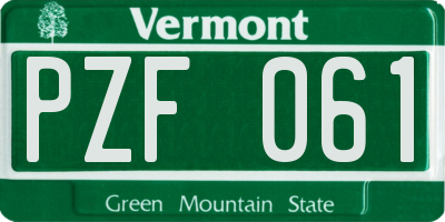 VT license plate PZF061