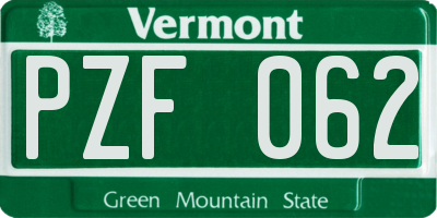 VT license plate PZF062