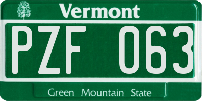 VT license plate PZF063