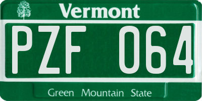 VT license plate PZF064
