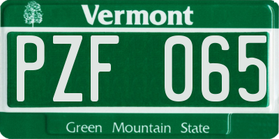 VT license plate PZF065