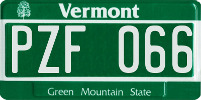 VT license plate PZF066