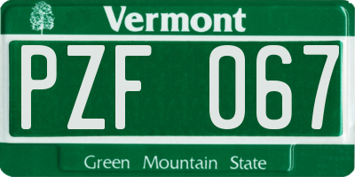VT license plate PZF067
