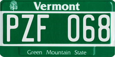 VT license plate PZF068
