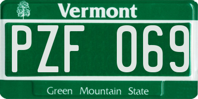 VT license plate PZF069