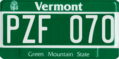 VT license plate PZF070