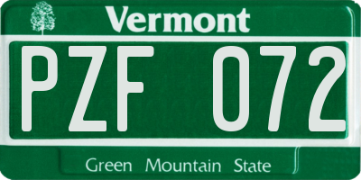 VT license plate PZF072
