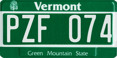 VT license plate PZF074