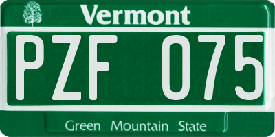 VT license plate PZF075