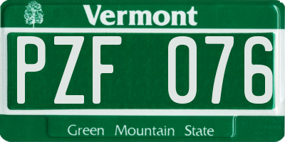 VT license plate PZF076