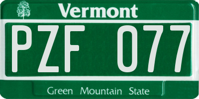 VT license plate PZF077