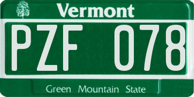 VT license plate PZF078