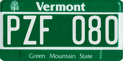 VT license plate PZF080