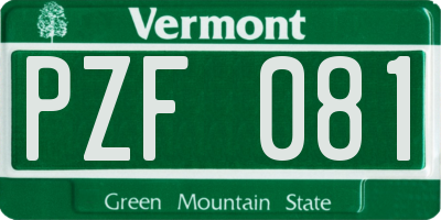 VT license plate PZF081