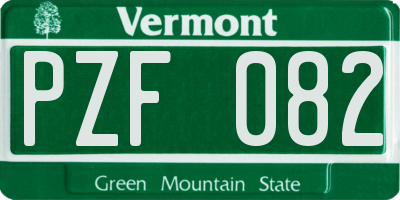 VT license plate PZF082