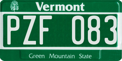 VT license plate PZF083