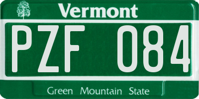 VT license plate PZF084
