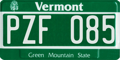 VT license plate PZF085