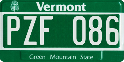 VT license plate PZF086