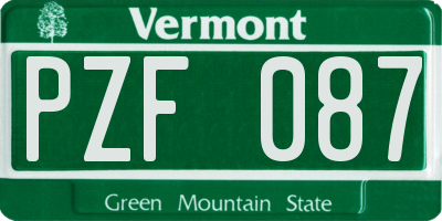 VT license plate PZF087