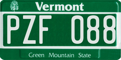 VT license plate PZF088