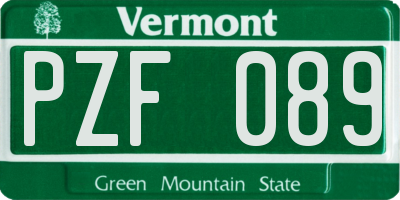 VT license plate PZF089