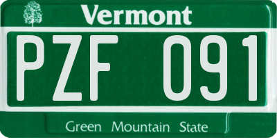 VT license plate PZF091