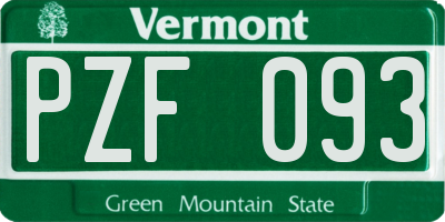 VT license plate PZF093
