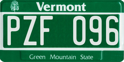 VT license plate PZF096