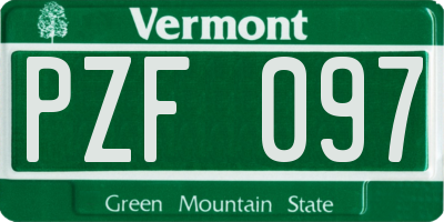VT license plate PZF097